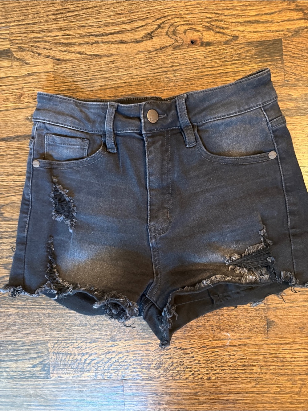 Distressed Black Denim Jean Shorts for Women